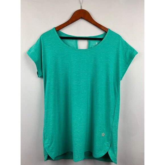 Tuff Athletics Womens Turquoise Athletic Top Loose Fit Keyhole Back Moisture Wic - Picture 1 of 6
